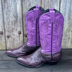 Vintage Purple Tony Lama Exotic Leather Women's Cowboy Boots